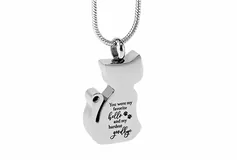 Memorial keepsake options including cat urn necklace and small keepsakes