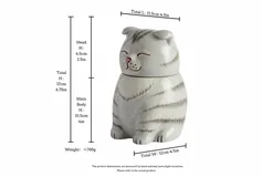 Size guide card showing memorial urn size comparison for cats
