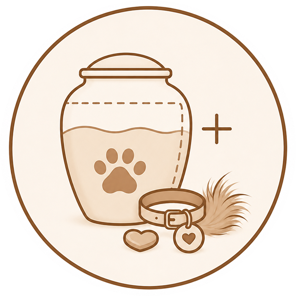 Icon representing room for ashes plus small keepsakes