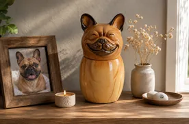 Simple remembrance shelf for a dog urn